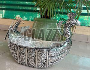 German Silver Peacock Bowl