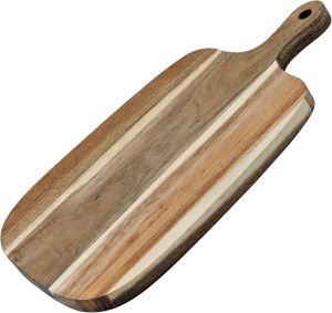 Acacia Wood Cutting Board with Handle Wooden Chopping Board Paddle Round Cutting Boards for Kitchen
