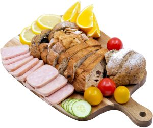Acacia Wood Cutting Board with Handle Wooden Chopping Board Paddle Round Cutting Boards for Kitchen