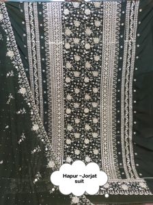 Ladies Dark Green Unstitched Sharara Suit with Dupatta