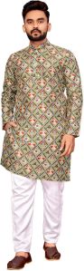 Mens Printed Cotton Kurta Pajama