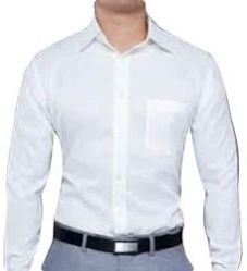 Mens White Cotton Full Sleeves Plain Shirt