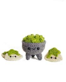 Crochet Stuffed Avocado & Chips Toy Set