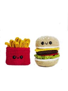 Crochet Stuffed Cheese Burger & Fries Toy