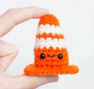 crochet stuffed traffic cone toy
