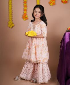 Kids Bandahni Lace Designed Sharara set