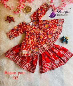 Kids Printed Red Designer Sharara