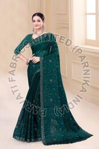 Ladies New Fashion Embroidered Bollywood Net Saree