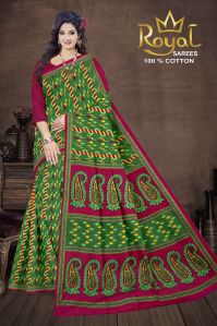 Aaradhya Green Dark Pink Cotton Saree