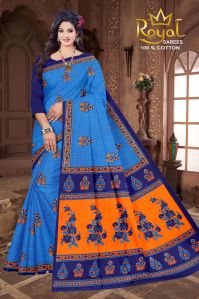 Julie Blue & Orange Cotton Saree