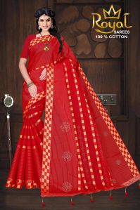 Lavanya Dark Red  Cotton Saree