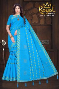 Lavanya Sky Blue Cotton Saree