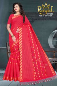 Pragati Candy Apple Red Cotton Saree