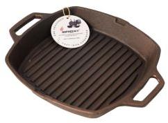 aarogyam cast iron square double handle grill skillet pan