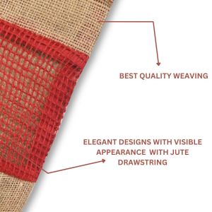 LMC Jute Bag with Drawstring Red Jute Net Window