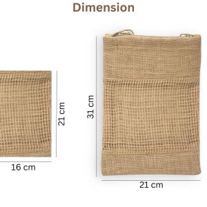 LMC Jute Bag with Drawstring Natural Jute Net Window