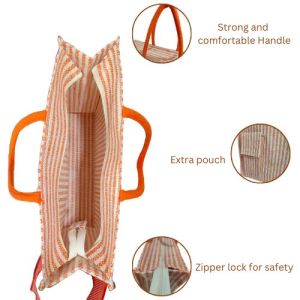 LMC Cotton Striped Pattern Fashionable Bag