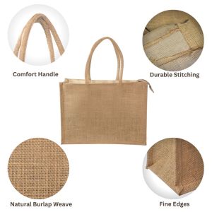 LMC Jute Shopping Bag with Zip Lock