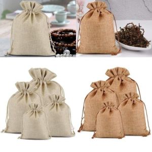 LMC Small Jute Drawstring Pouch Bag