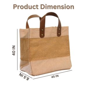 LMC Juco Tote Shopping Bags with Leather Strap