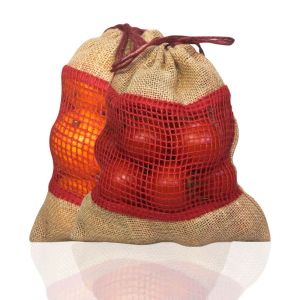 LMC Jute Bag with Drawstring Red Jute Net Window