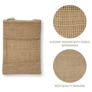 LMC Jute Bag with Drawstring Natural Jute Net Window