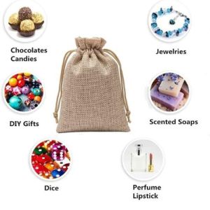 LMC Small Jute Drawstring Pouch Bag