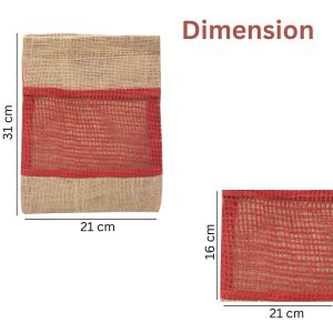 LMC Jute Bag with Drawstring Red Jute Net Window