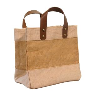 LMC Juco Tote Shopping Bags with Leather Strap