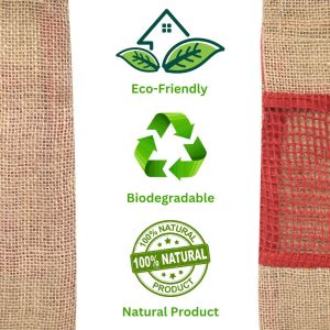 LMC Jute Bag with Drawstring Red Jute Net Window