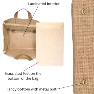 LMC Juco Tote Shopping Bags with Leather Strap
