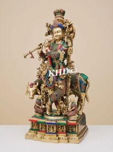 Lord krishna idol in stone finish