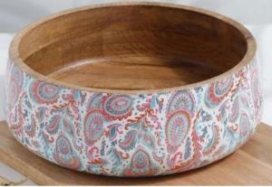 WOODEN SALAD BOWL SET WITH ENAMEL