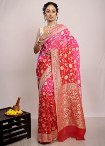 Double Shaded Khaddi Georgette Handloom Banarasi Saree