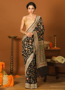 Hand Woven Khaddi Georgette Handloom Banarasi Saree