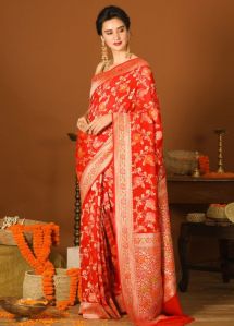 Party Wear Khaddi Georgette Handloom Banarasi Saree