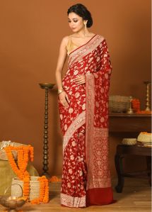 Stylish Khaddi Georgette Handloom Banarasi Saree