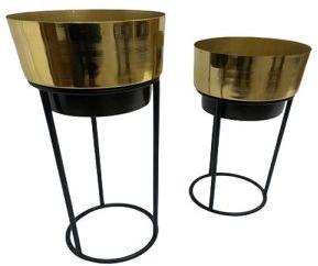 BLACK STAND WITH GOLD-BLACK POT