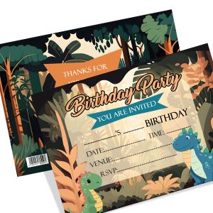 Creatie Dinosaur in the Forest Party Theme Childrens Birthday Invitation Cards