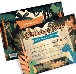 Creatie Dinosaur in the Forest Party Theme Childrens Birthday Invitation Cards