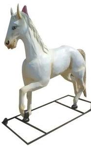 White Fiberglass Standing Horse Statue