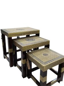 Meenakari Carving Wooden Table Set