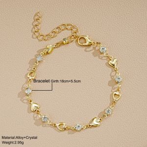 Heart Shape Alloy Inlay Zircon Women\'s Bracelets
