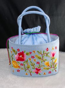 #POTLI BASKET WITH PARSI AMBROIDARY# BEAUTIFUL