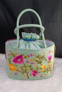 #POTLI BASKET WITH PARSI AMBROIDARY# BEAUTIFUL