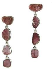 Ladies Rough Ruby Earrings