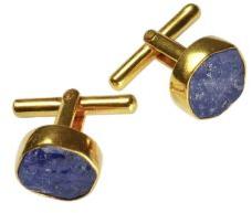 gold plating rough tanzanite cufflinks