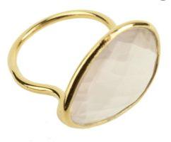 Ladies Gold Plated Uneven Rose Quartz Ring