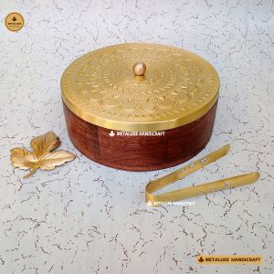 Wooden Brass Chapati Box