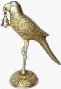 Brass parrot statue